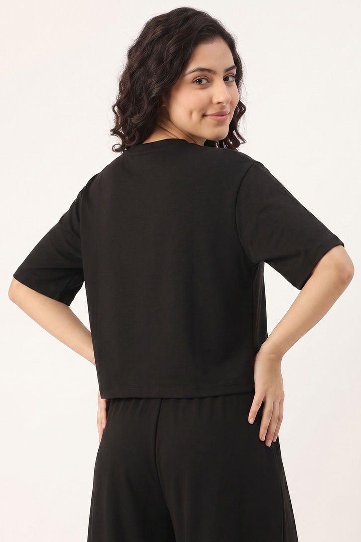 Zivame Knit Poly Athleisure V Neck T-Shirt - Tap Shoe — image 3